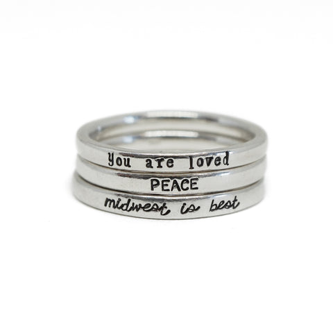 Personalized hand stamped sterling silver jewelry made by Everthine Jewelry in Minneapolis.