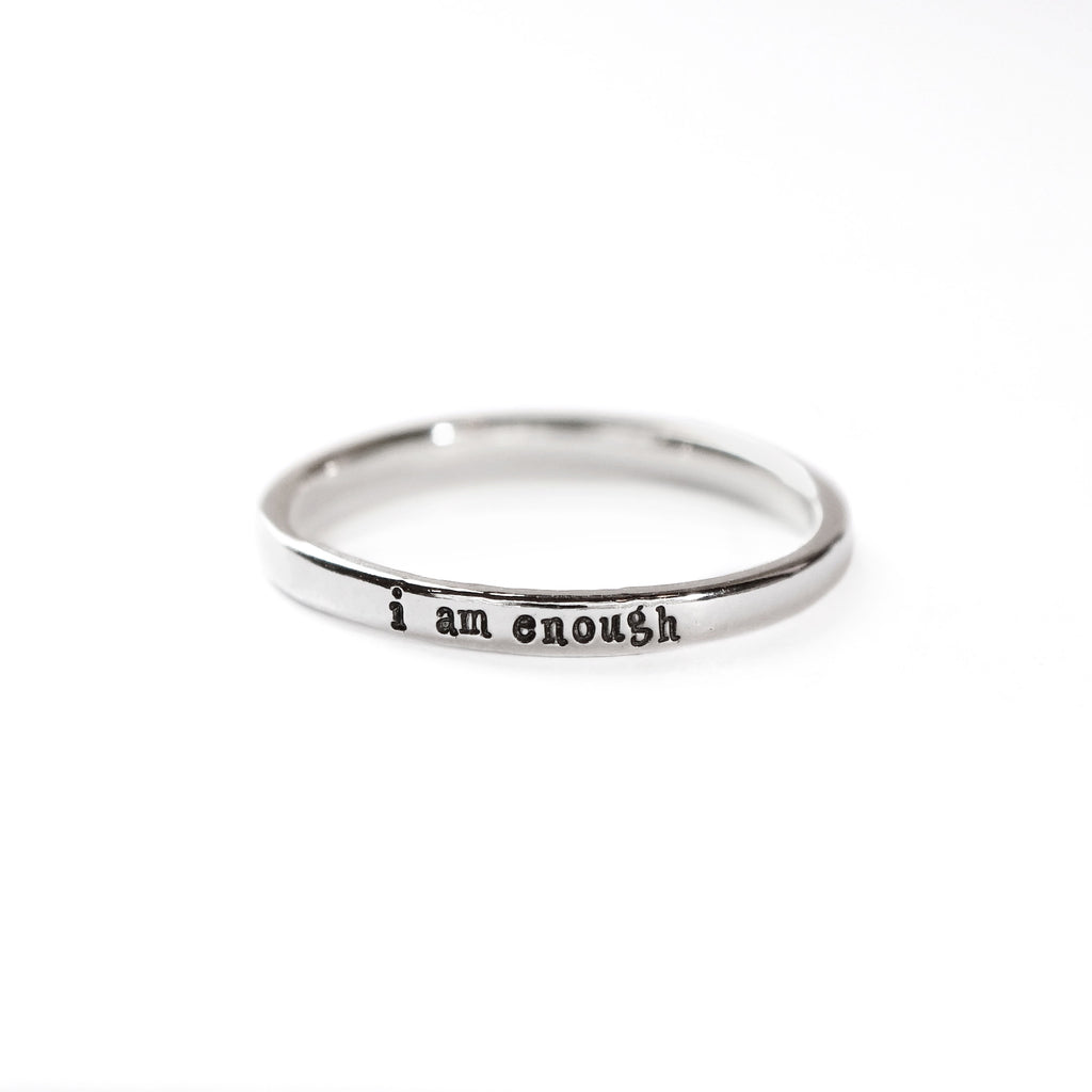 I Am Enough - Tiny Message Ring in Sterling Silver